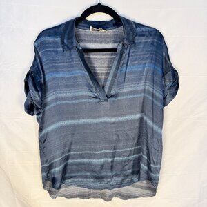 Go by GoSilk Blue V-Neck Blouse & Pants (set)